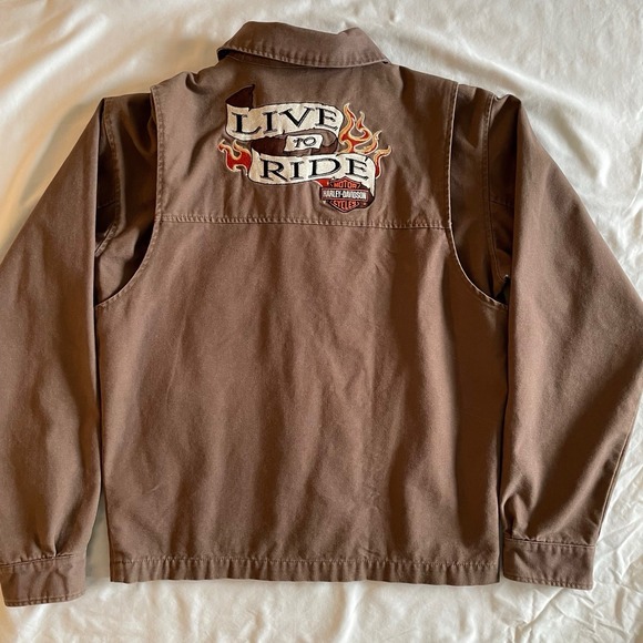 Vintage Harley Davidson Live To Ride Detroit Jacket Small Canvas Embroidered Men